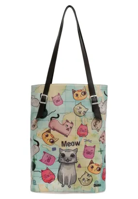 Femme Cuir Vegan Multicolore Sac d'épaule - Cats of the World Motif